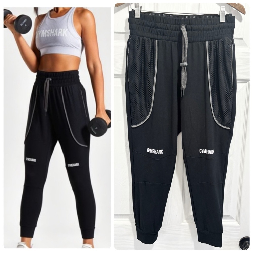 GYMSHARK Movement Mesh Joggers Track Pants Black High Waist Size Small